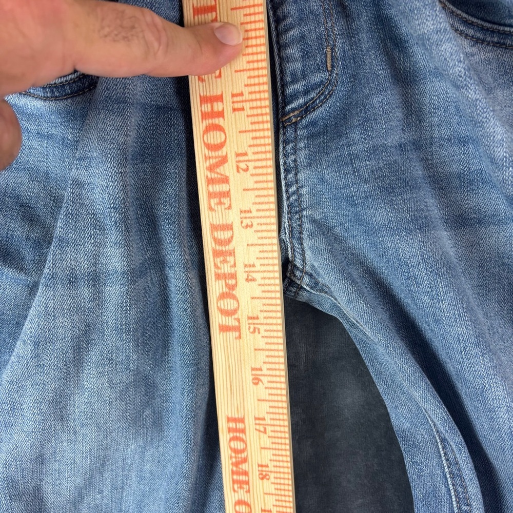 Indigo Blue Wide Panel Maternity Blue Jeans with Distressed Details Sz L - Picture 8 of 11